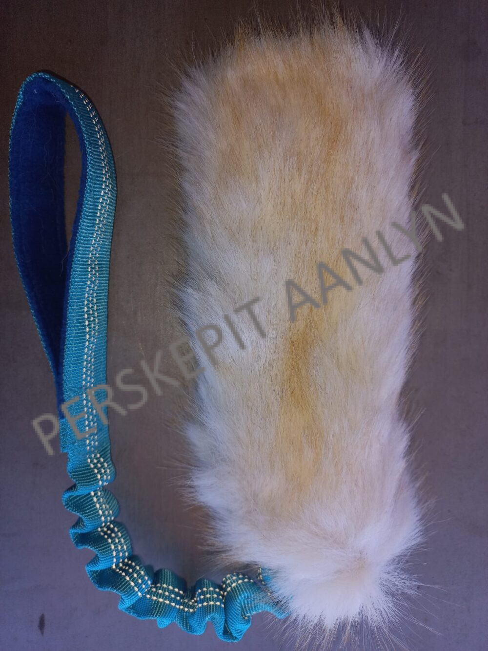 Aqua/Blue | Faux Fur Dog Reward Toy | Bungee Handle