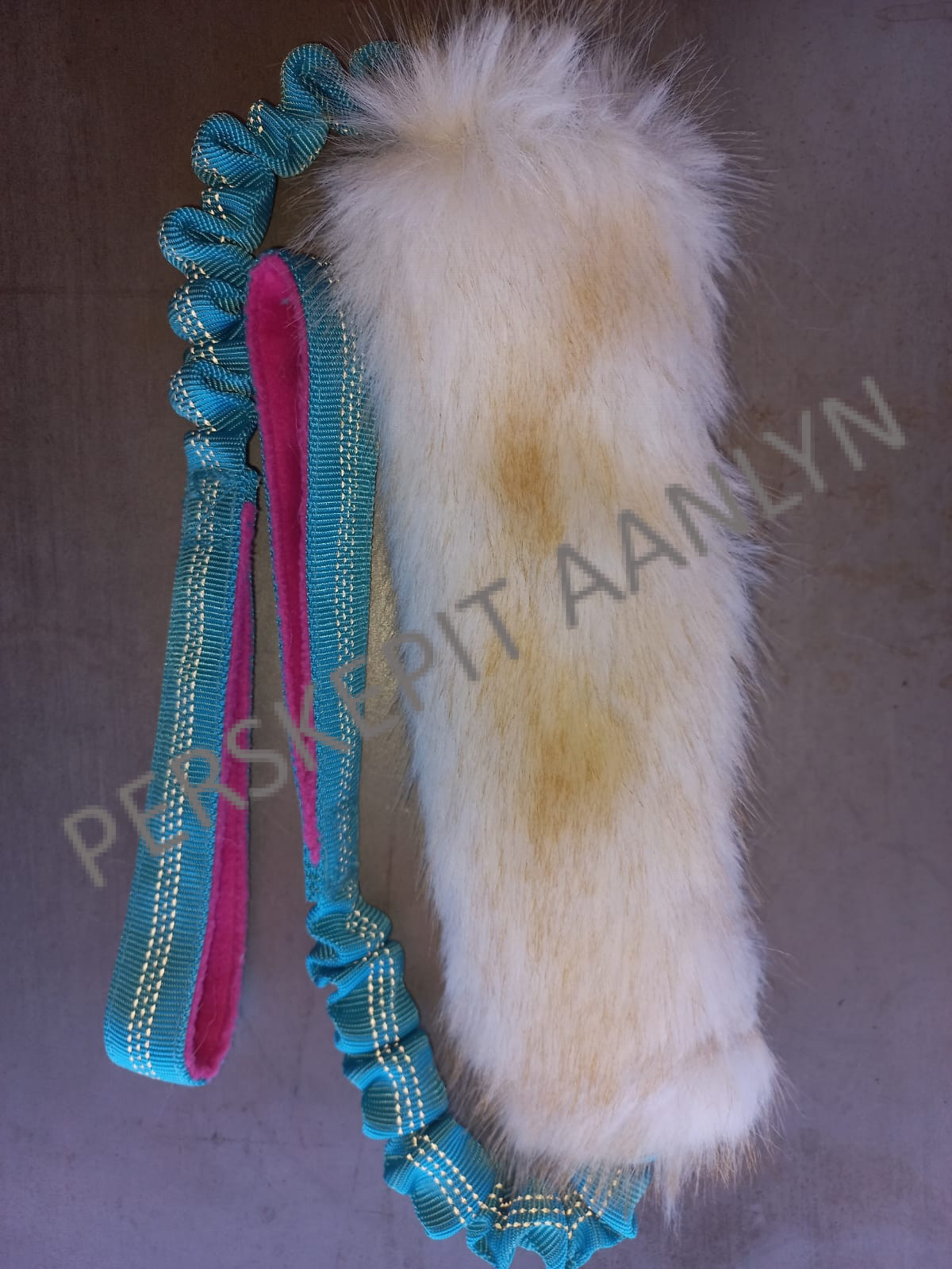 Aqua/Pink | Faux Fur Dog Reward Toy | Multi Bungee Handle