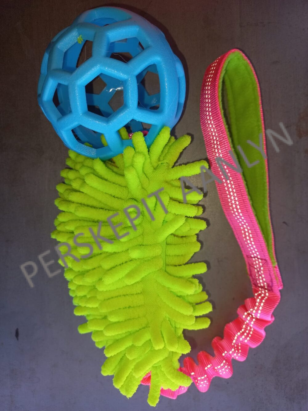 Pink/Neon Green | Mop Roller Ball Dog Reward Toy | Bungee Handle