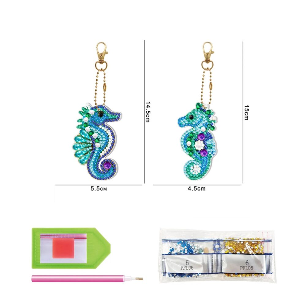 Diamond Painting LED DIY Key Chain Kit _ Seahorse KC003 - Image 2