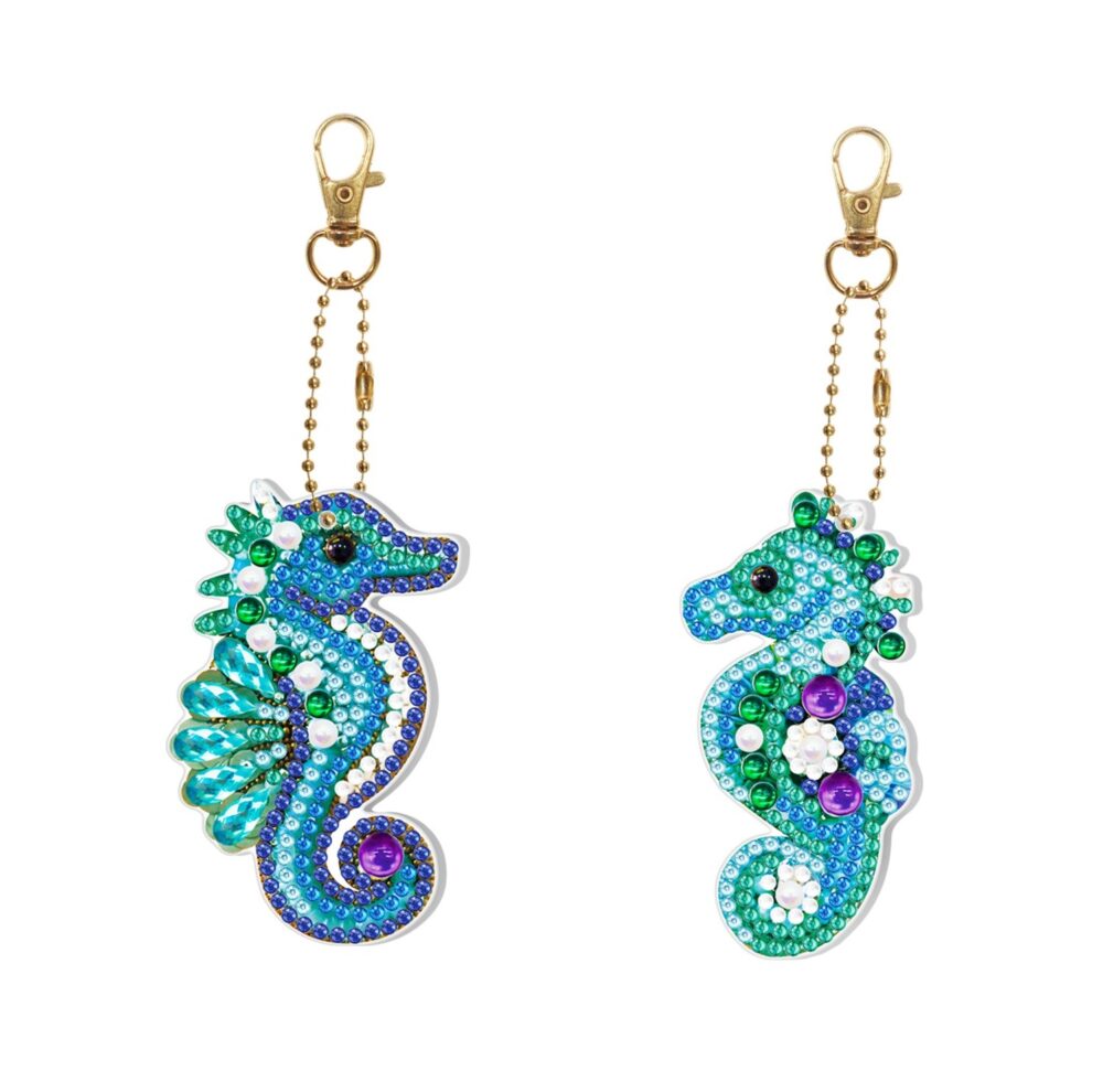 Diamond Painting LED DIY Key Chain Kit _ Seahorse KC003