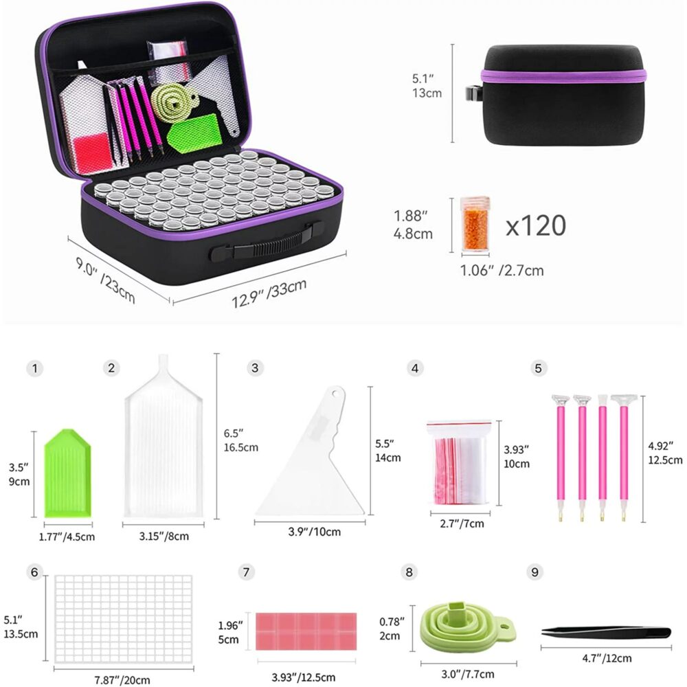 Diamond Painting Purple Trim 120-Jar Storage Case Accessory Kit - Image 2
