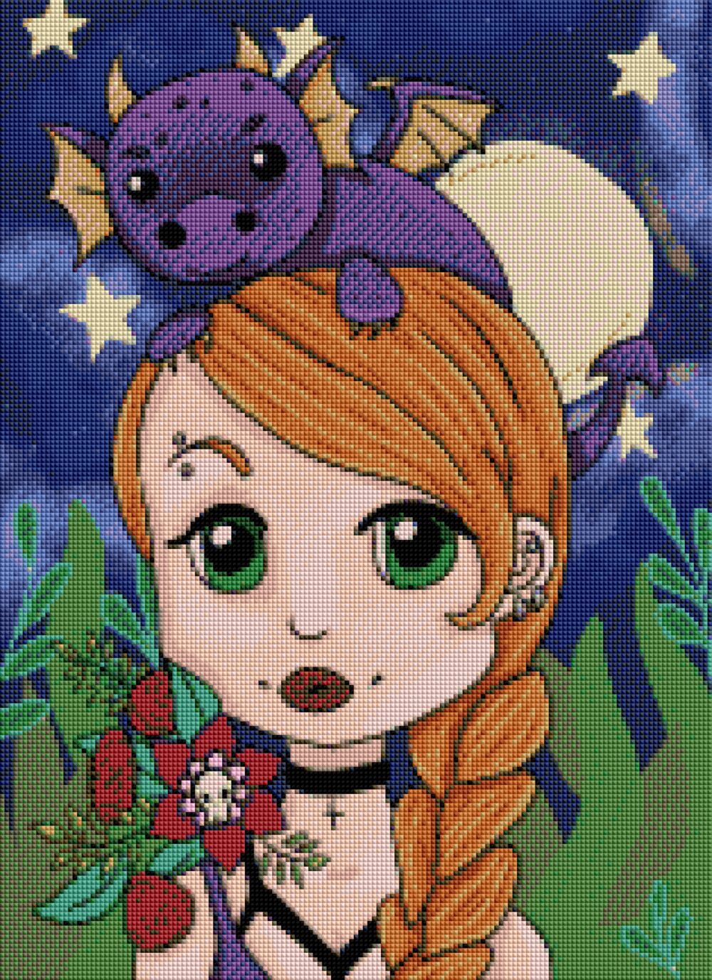 Lady with Her dragon Square Drill DIY Kit_ 40cm x 55cm - FDPPA031 by Diella Taylor - Image 2