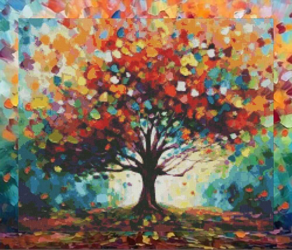 Premium Diamond Painting Round Drill DIY Kit Tree _ 60cm x 50cm - G5892 - Image 2